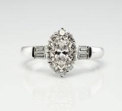Natural Diamond Ring 18K White Gold Band .67 TDW Engagement Wedding