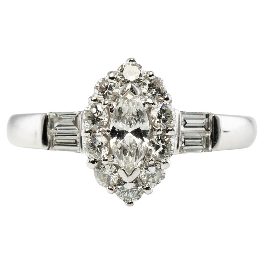 Natural Diamond Ring 18K White Gold Band .67 TDW Engagement Wedding