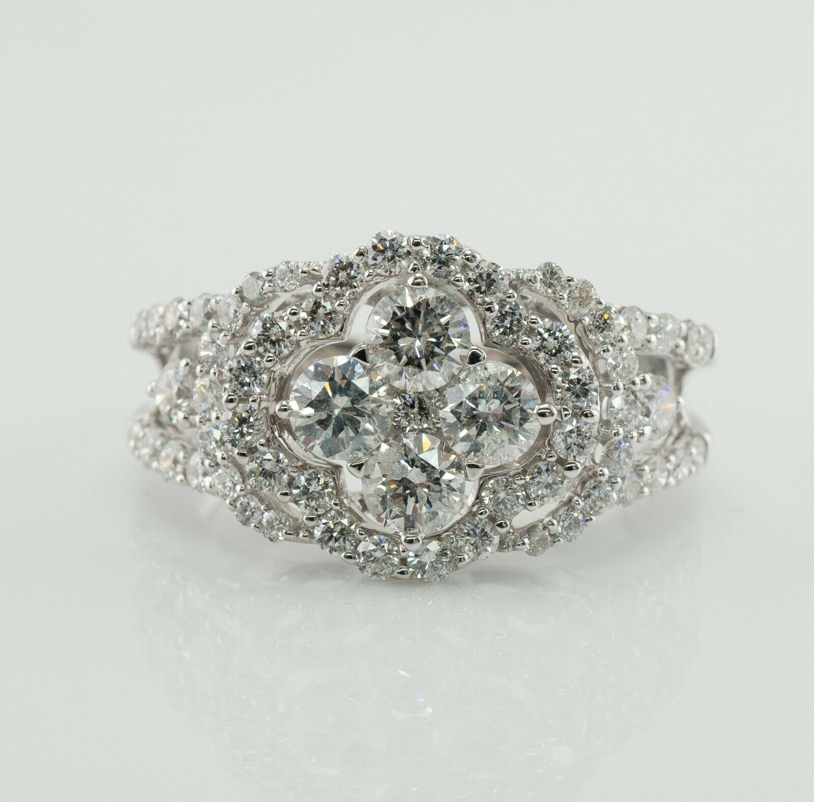 Anillo Diamante Natural Oro Blanco 18K Cóctel Cóctel Compromiso en venta 1