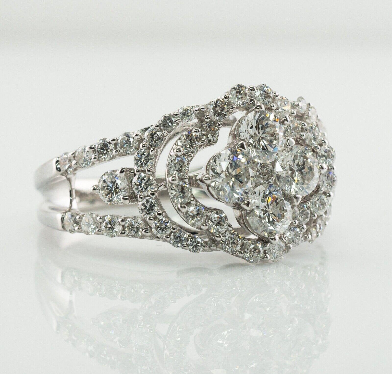 Anillo Diamante Natural Oro Blanco 18K Cóctel Cóctel Compromiso en venta 2