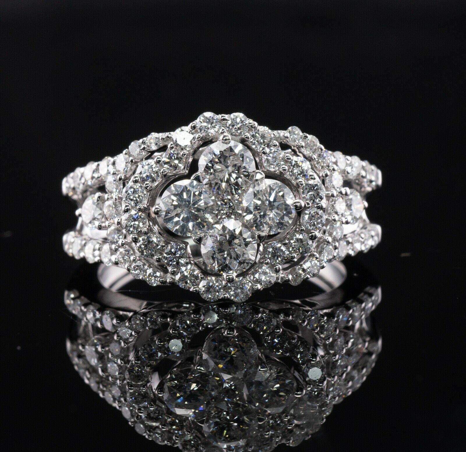 Anillo Diamante Natural Oro Blanco 18K Cóctel Cóctel Compromiso en venta 3