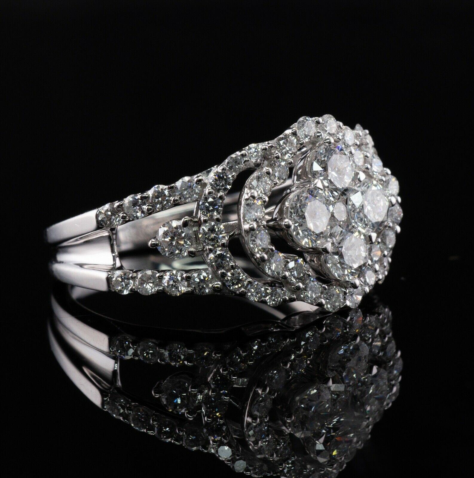 Anillo Diamante Natural Oro Blanco 18K Cóctel Cóctel Compromiso en venta 4