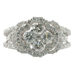 Bague de fiançailles en or blanc 18K avec diamant naturel Cocktail