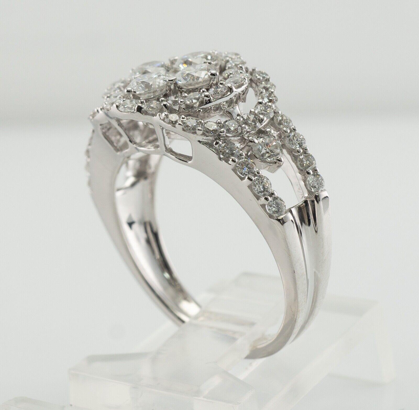 Natural Diamond Ring 18K White Gold Cluster Cocktail For Sale 7