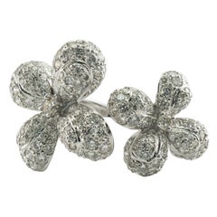 Anello con diamante naturale in oro bianco 18K Flower Cocktail 3,30 TDW
