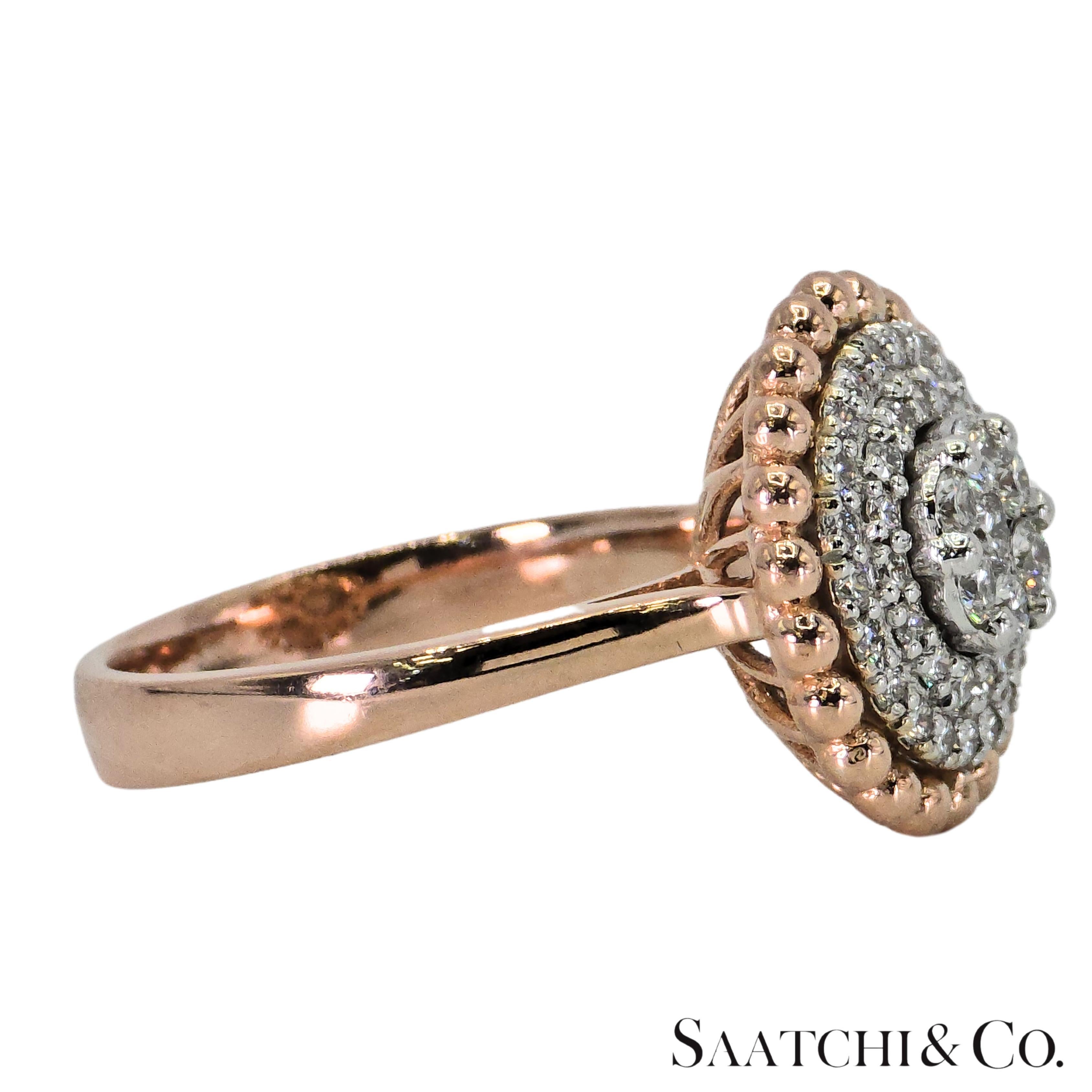 Anillo Diamante Natural Oro Rosa Blanco 18K 750 Dos Tonos Contemporáneo en venta