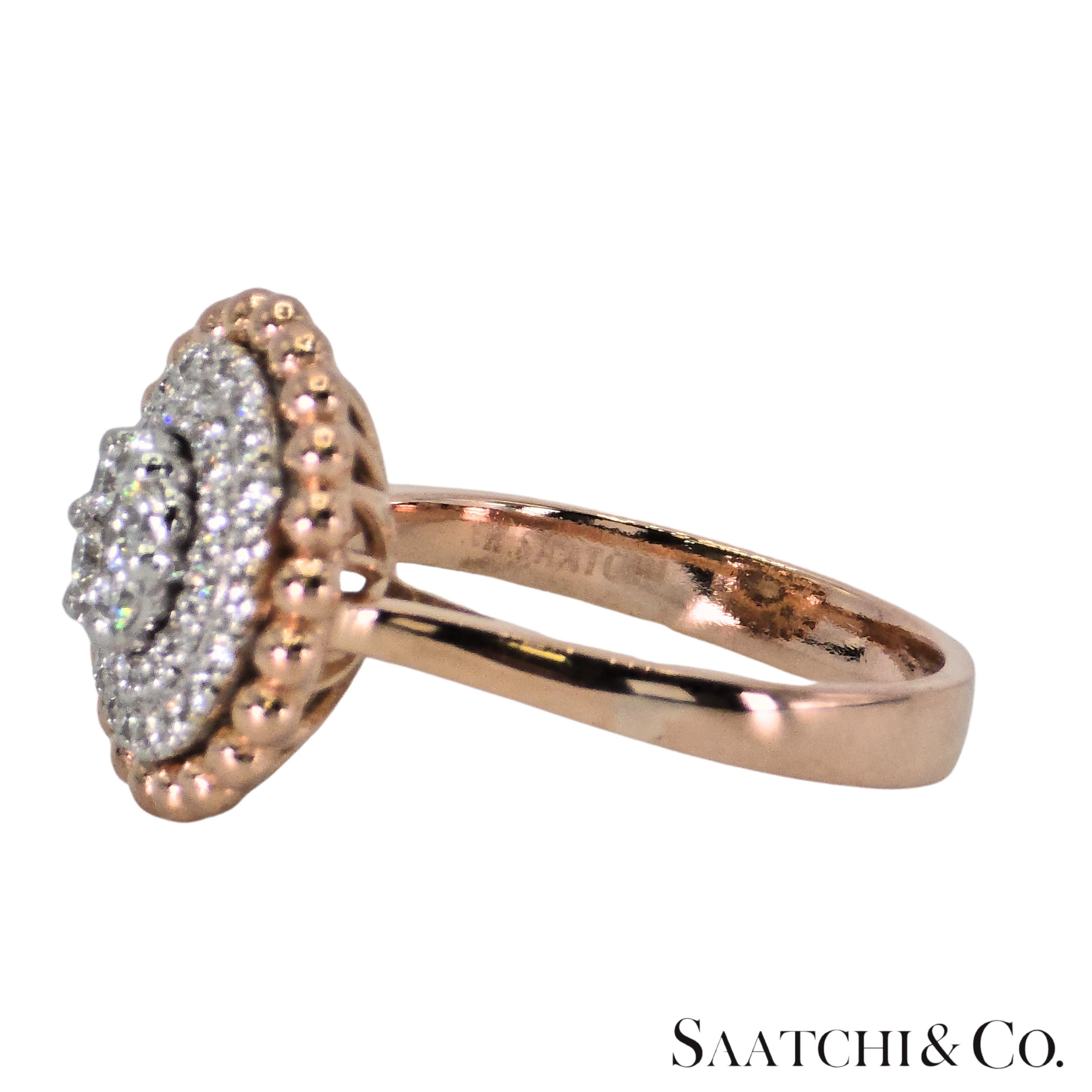 Anillo Diamante Natural Oro Rosa Blanco 18K 750 Dos Tonos Corte redondo en venta