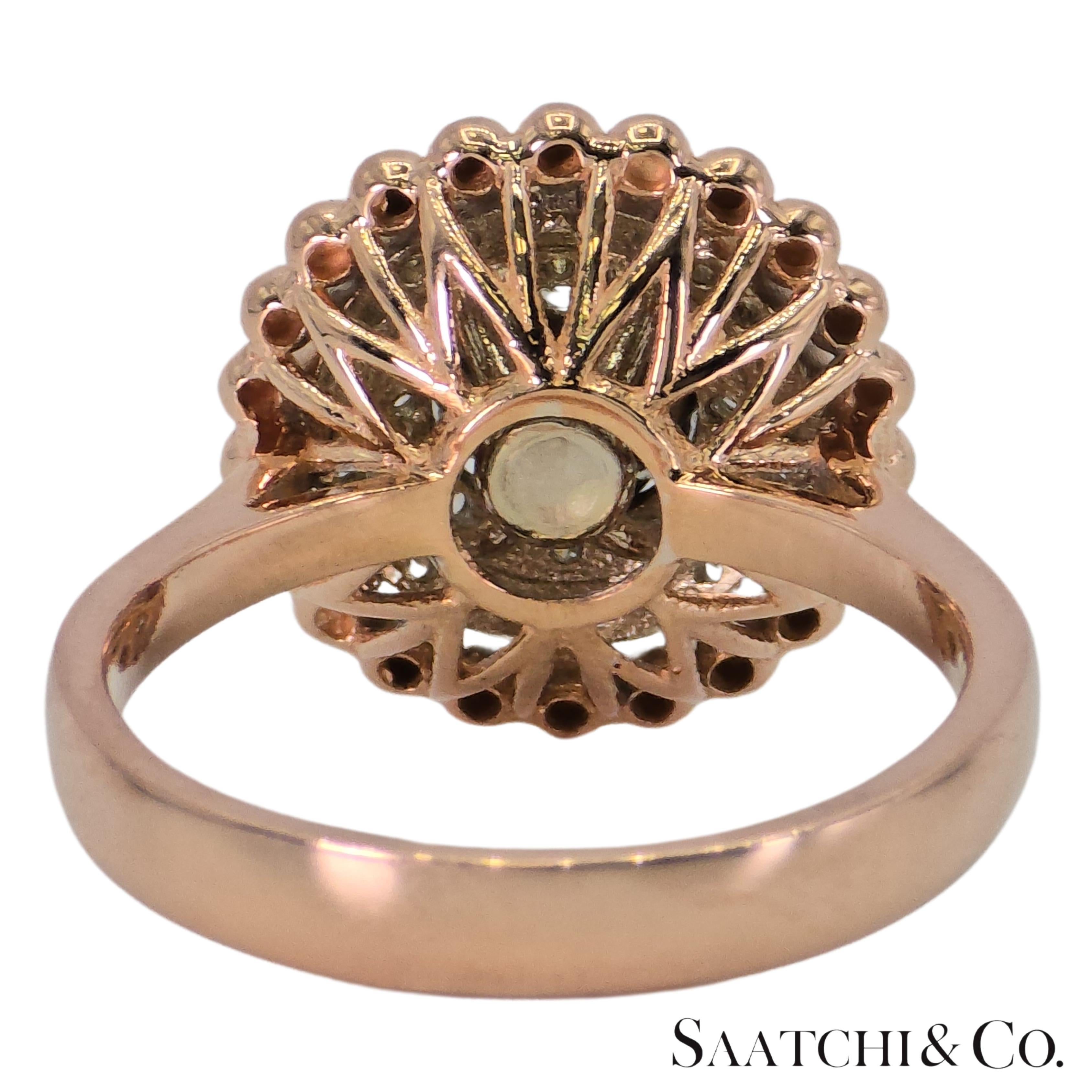 De las mujeres Anillo Diamante Natural Oro Rosa Blanco 18K 750 Dos Tonos en venta