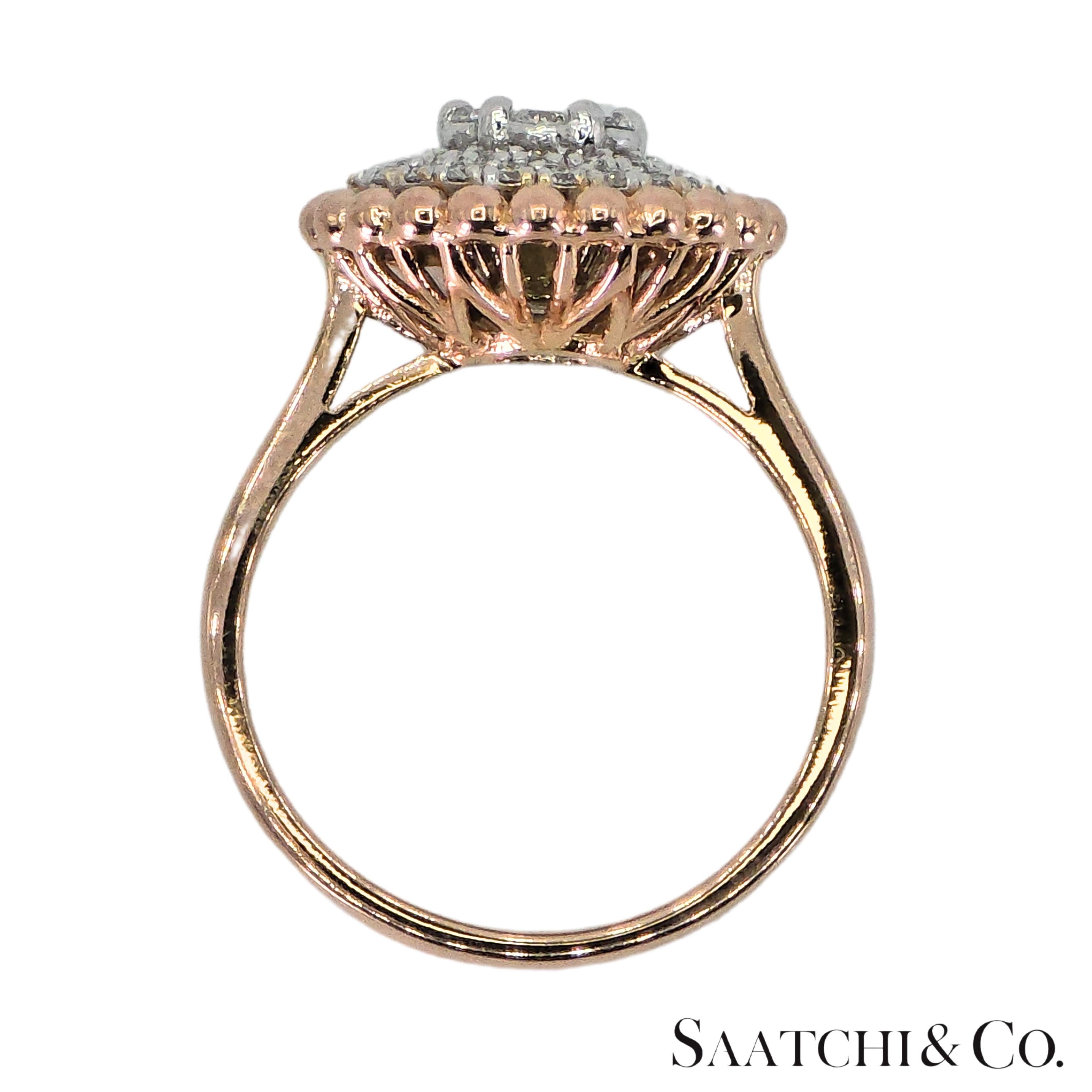 Anillo Diamante Natural Oro Rosa Blanco 18K 750 Dos Tonos en venta 1