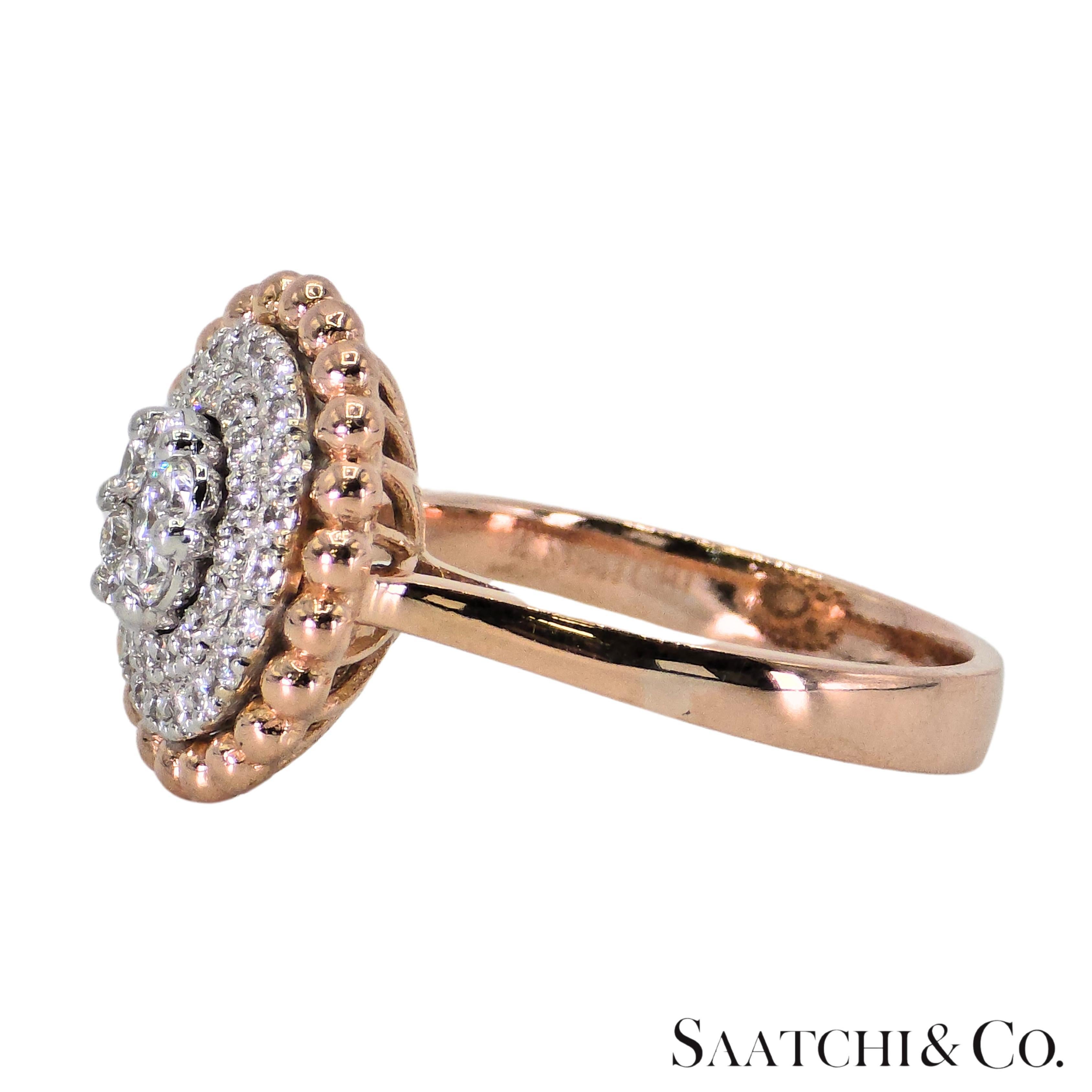 Anillo Diamante Natural Oro Rosa Blanco 18K 750 Dos Tonos en venta 2