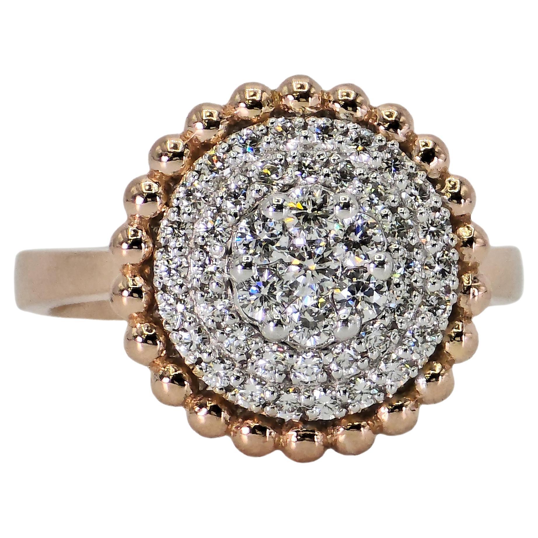 Anillo Diamante Natural Oro Rosa Blanco 18K 750 Dos Tonos en venta
