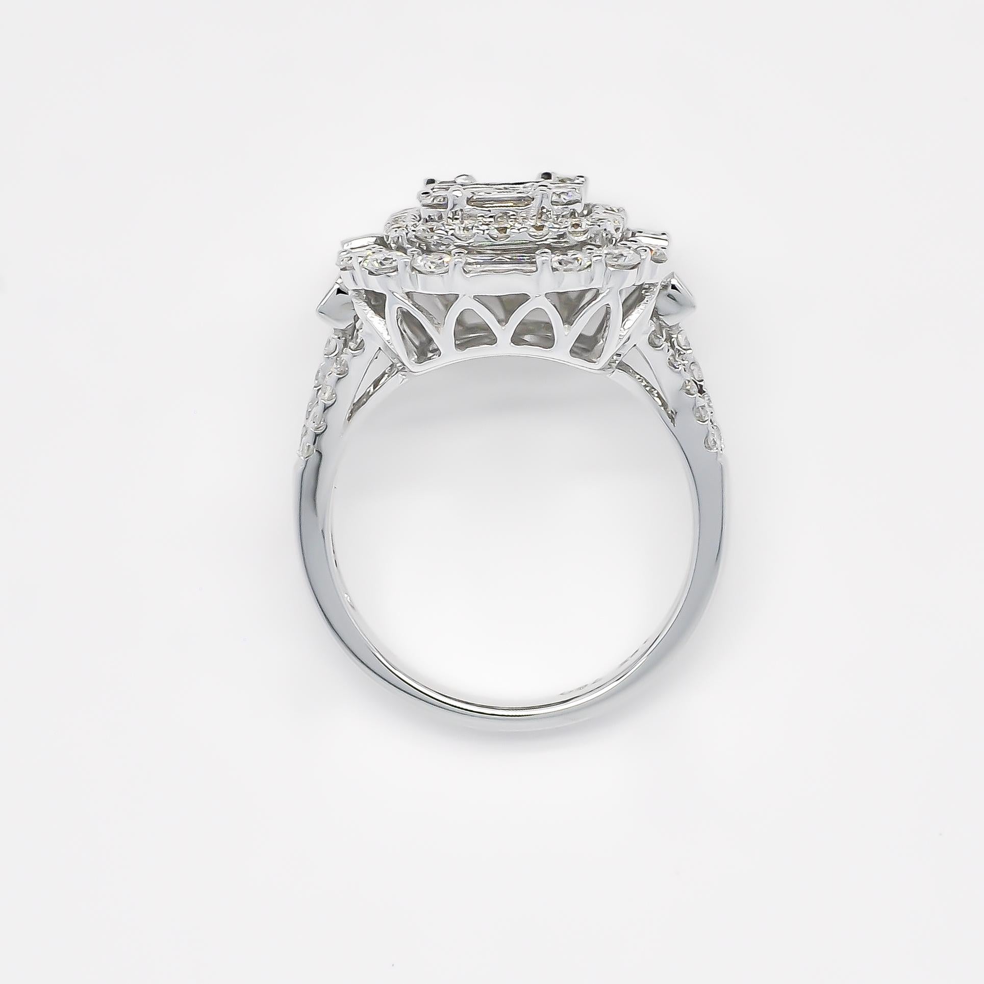 For Sale:  Natural Diamond Ring/ 18KT White Gold Cocktail Ring/ Diamond Art Deco Ring 2