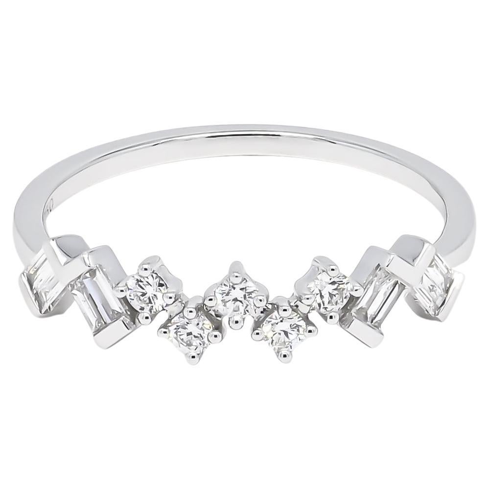 For Sale:  Natural Diamond Ring 18k White Gold Single Row Ring, Minimalistic Diamond Ring