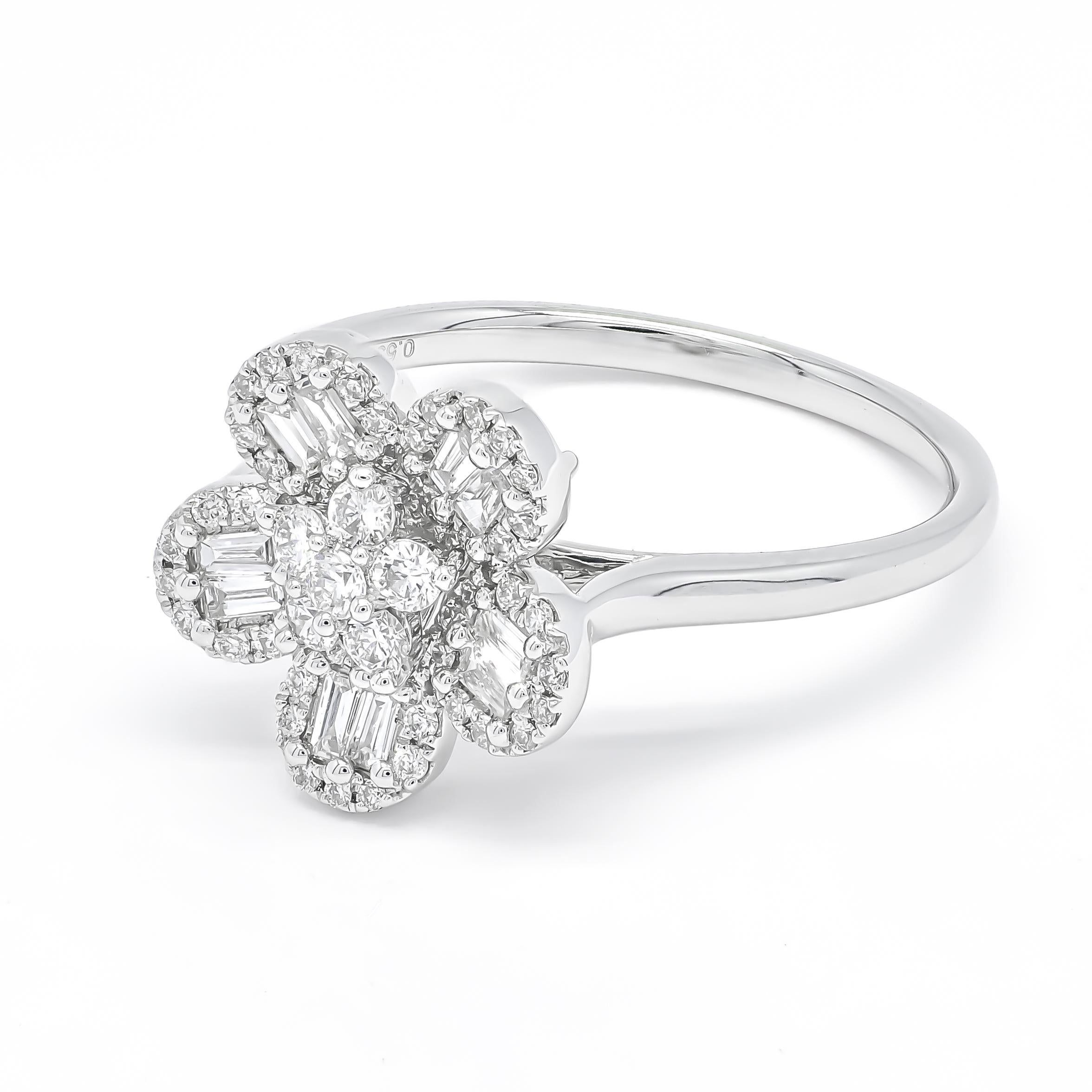 For Sale:  Natural Diamond Ring, 18KT White Gold Statement Ring R072471, Flower Cluster Rin 4