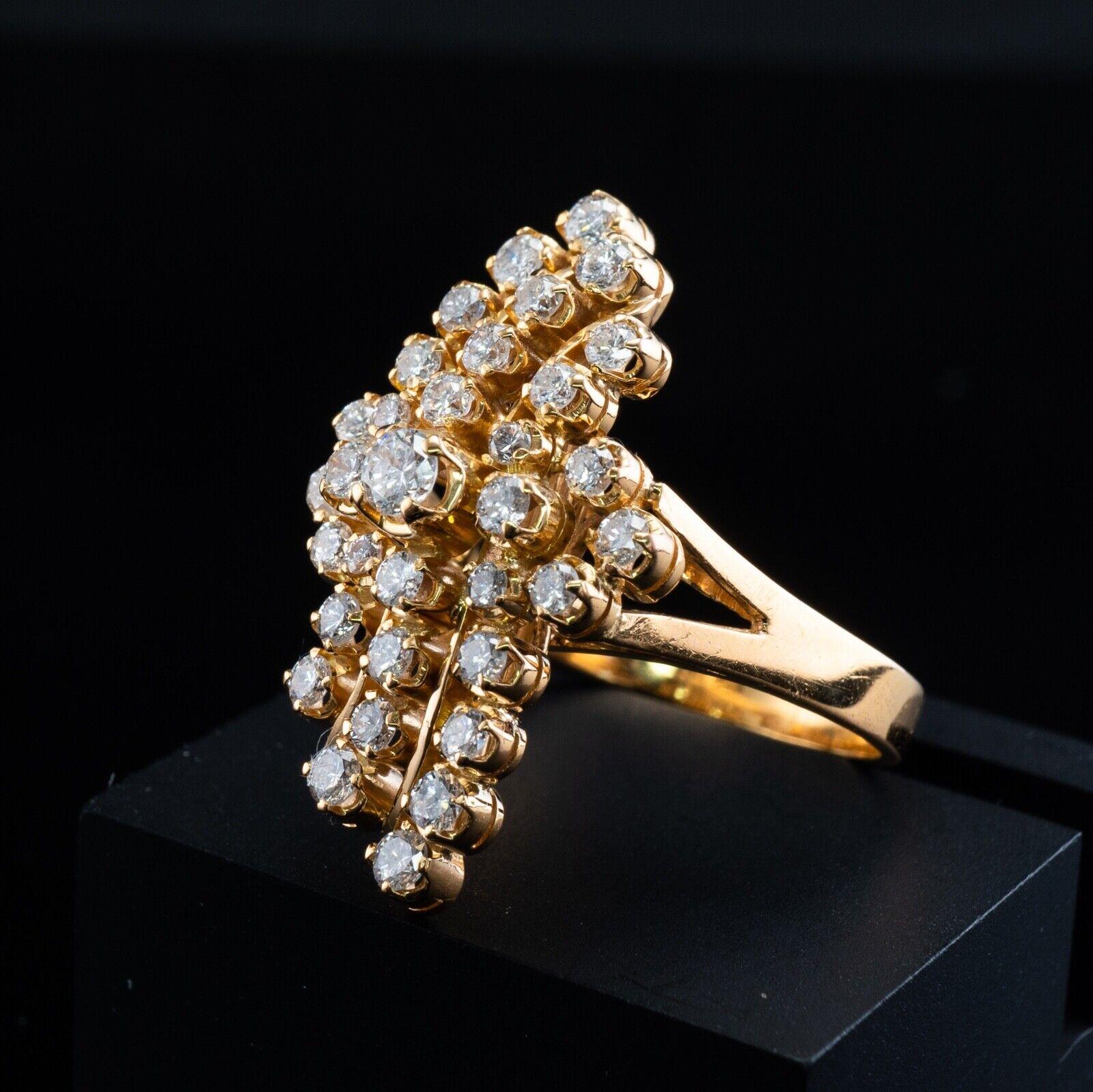 Natürlicher Diamant Ring 20K Gold Cluster Floral 1,27 TDW im Angebot 5