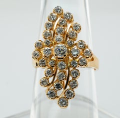 Natürlicher Diamant Ring 20K Gold Cluster Floral 1,27 TDW