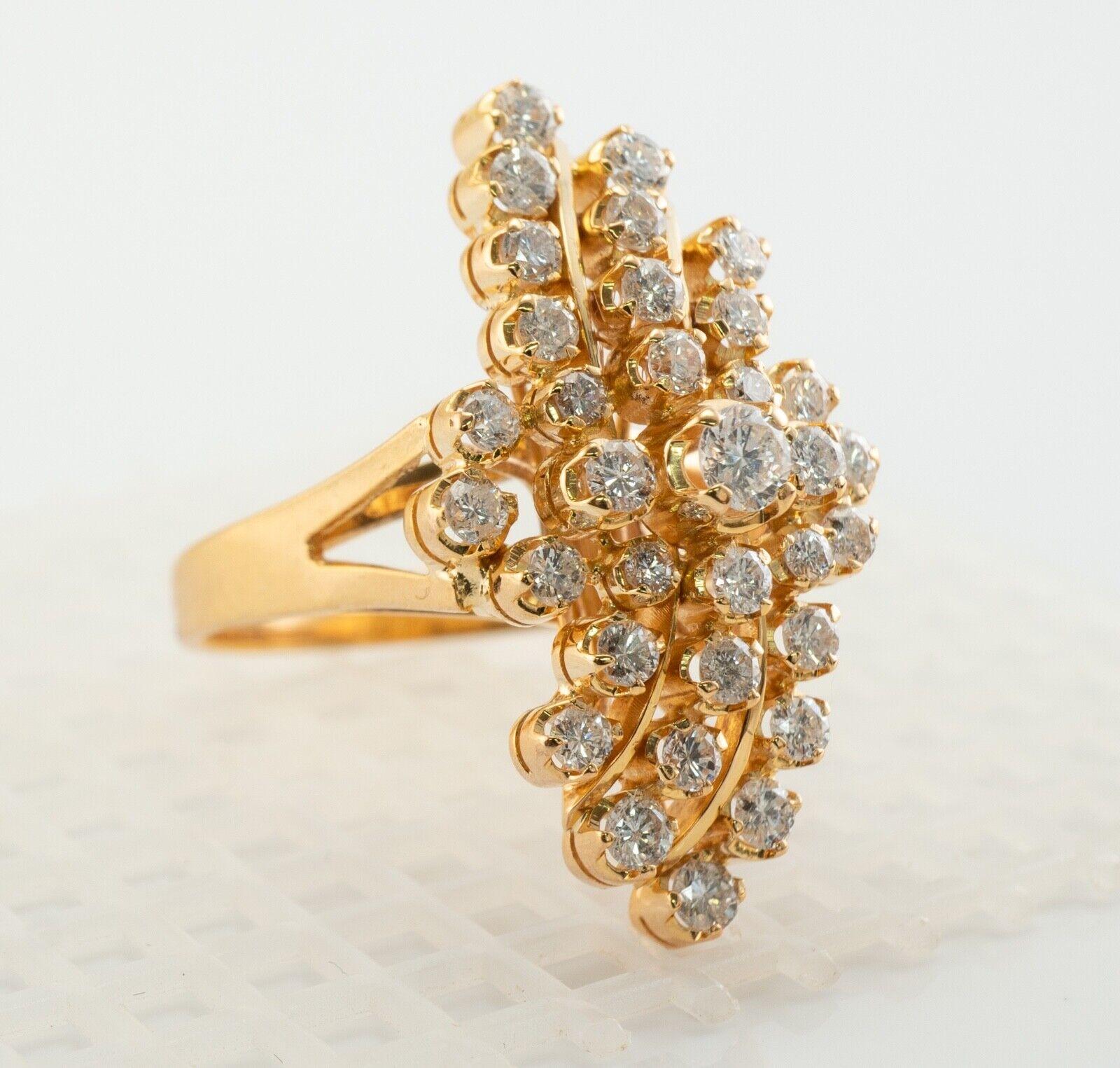 Natürlicher Diamant Ring 20K Gold Cluster Floral 1,27 TDW im Angebot 2