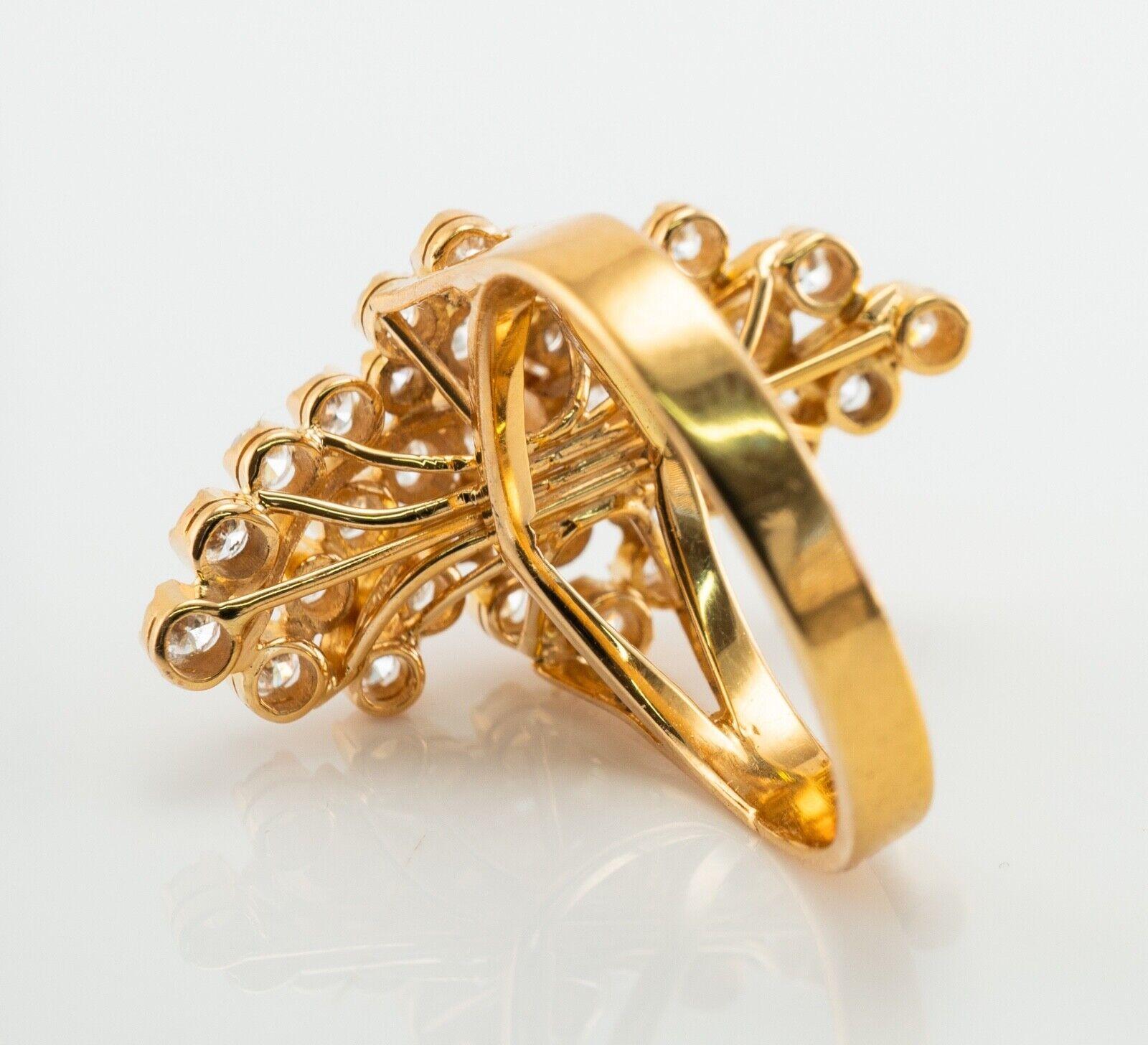 Natürlicher Diamant Ring 20K Gold Cluster Floral 1,27 TDW im Angebot 3