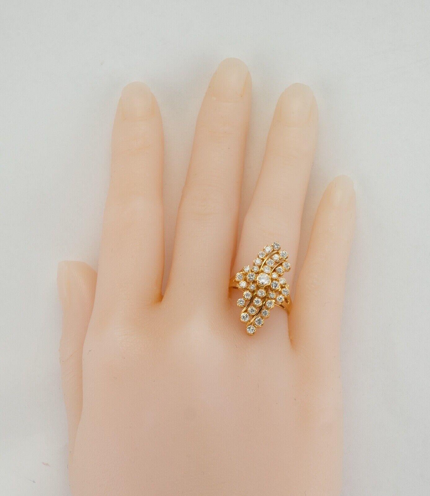 Natürlicher Diamant Ring 20K Gold Cluster Floral 1,27 TDW im Angebot 4