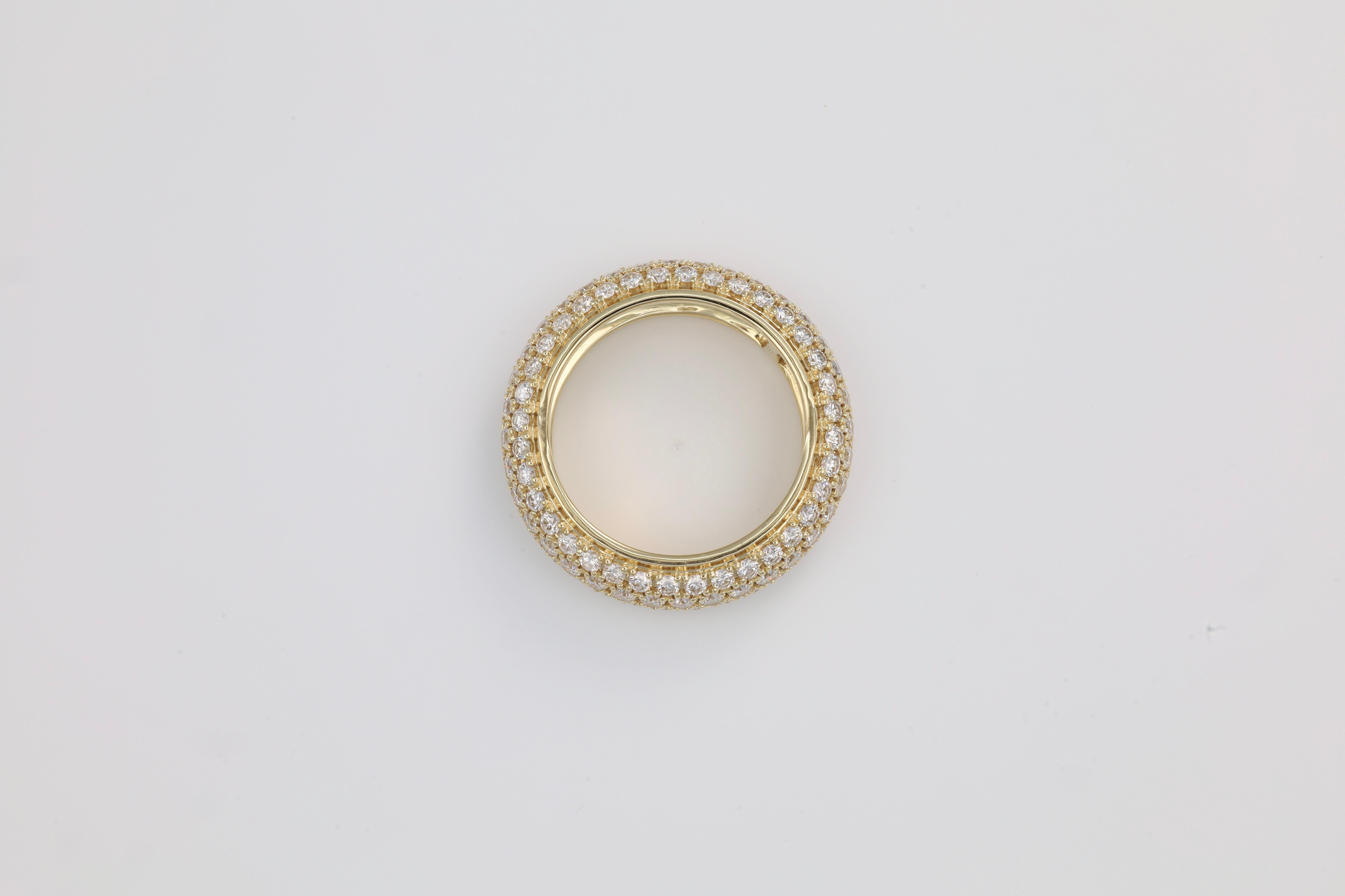 Women's or Men's Natural Diamond Ring 2.83 cts 18 Karat Yellow Gold Multi Row Band Ring For Sale