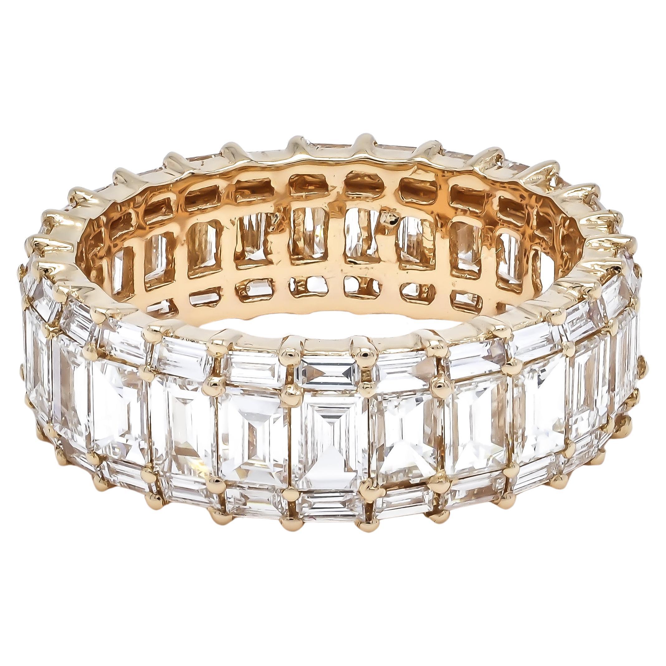 Natural Diamond Ring 3.60 cts 18 KT Yellow Gold Full Eternity Rind For Sale