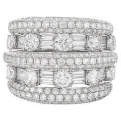 Natural Diamond Ring 4.29 carats 18 Karat White Gold Cocktail Ring
