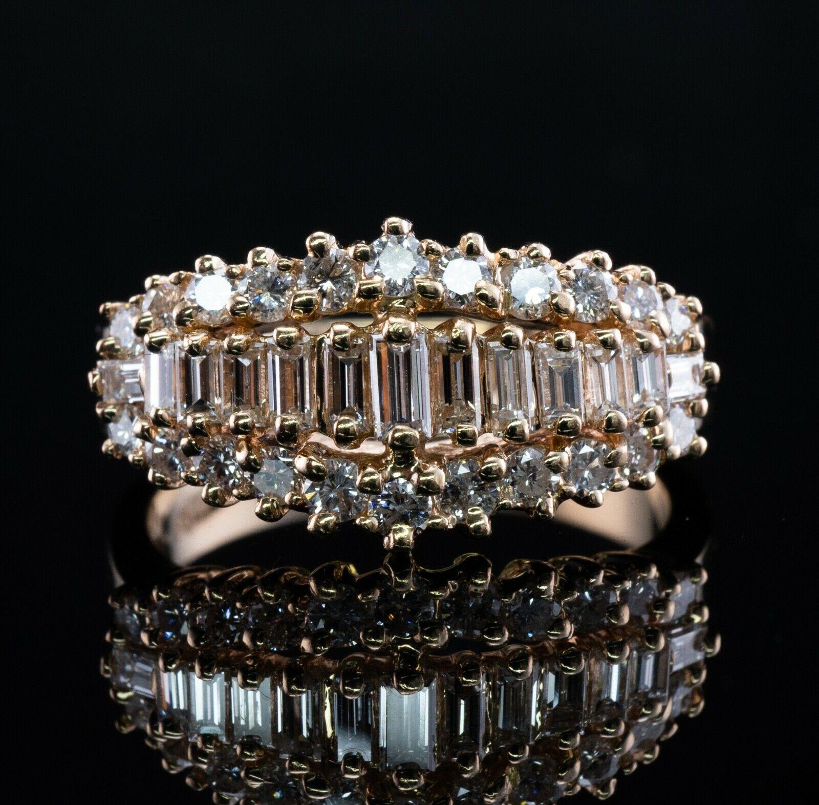 Baguette Cut Natural Diamond Ring Band 14k Gold 1.01 TDW Anniversary Wedding For Sale