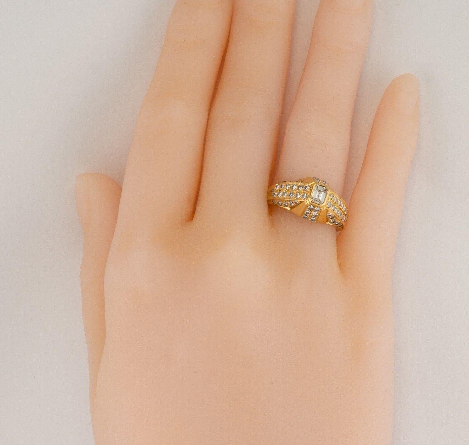 Natural Diamond Ring Engagement 18K Gold Band Geometric .77 TDW For Sale 5