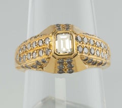 Natural Diamond Ring Engagement 18K Gold Band Geometric .77 TDW