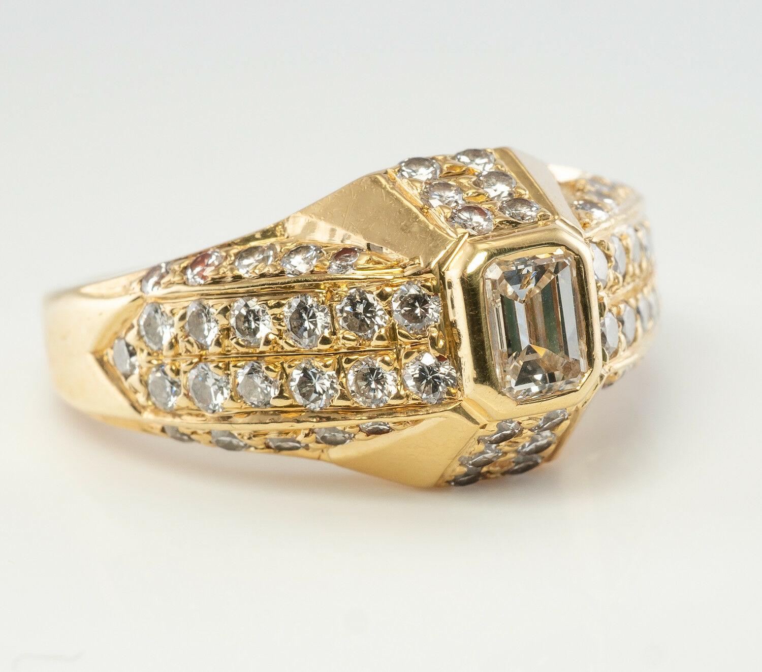 Women's Natural Diamond Ring Engagement 18K Gold Band Geometric .77 TDW For Sale