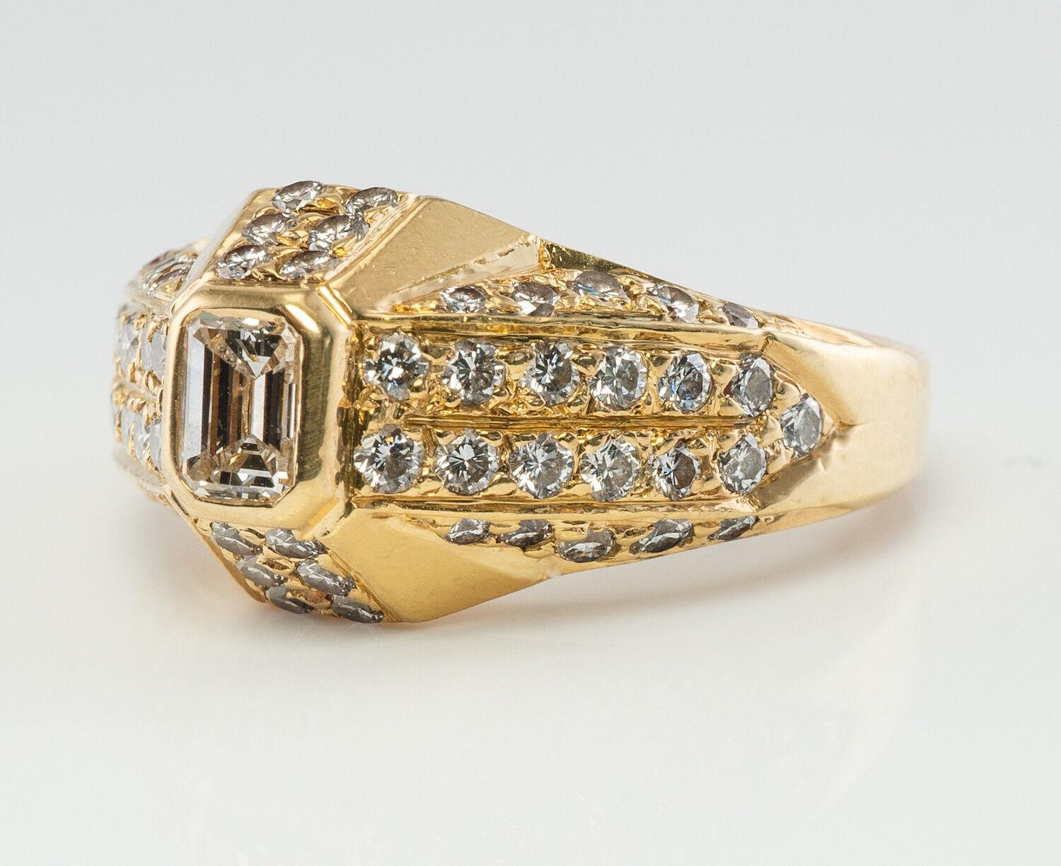 Natural Diamond Ring Engagement 18K Gold Band Geometric .77 TDW For Sale 1