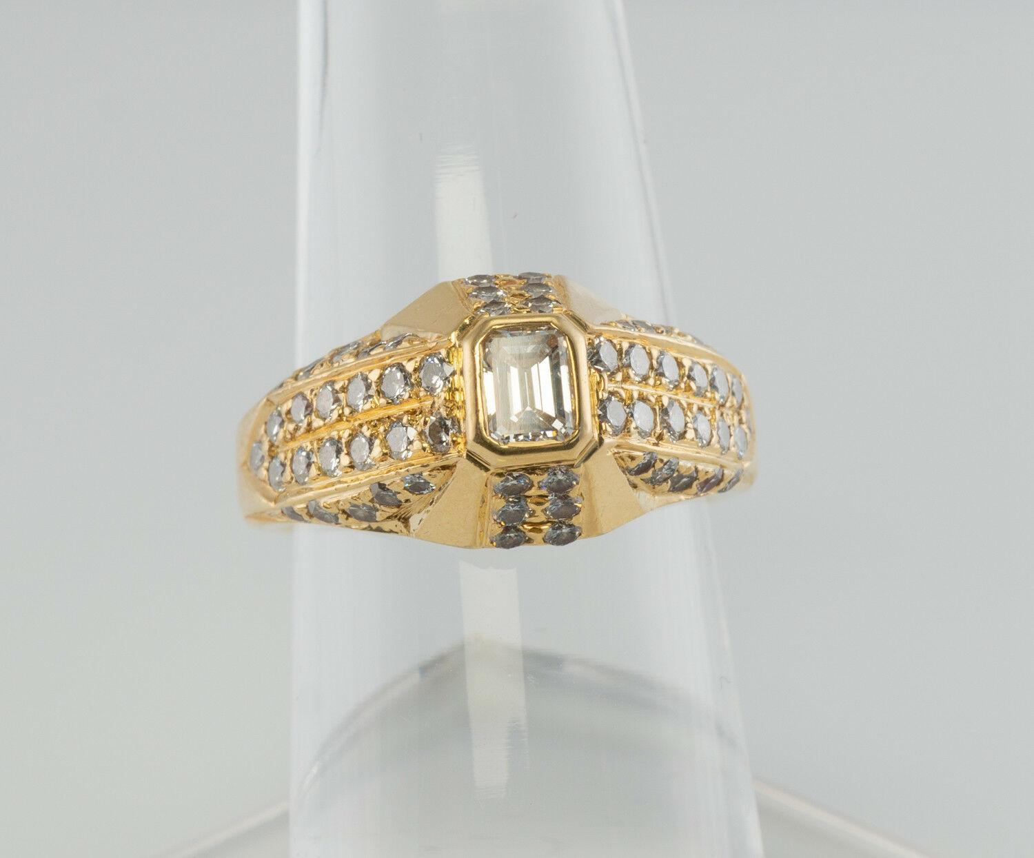 Natural Diamond Ring Engagement 18K Gold Band Geometric .77 TDW For Sale 2