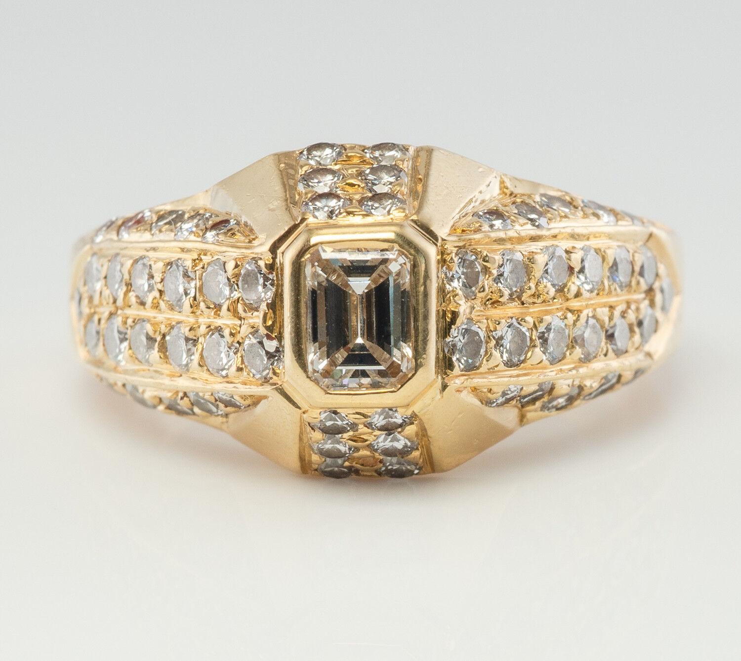 Natural Diamond Ring Engagement 18K Gold Band Geometric .77 TDW For Sale 3