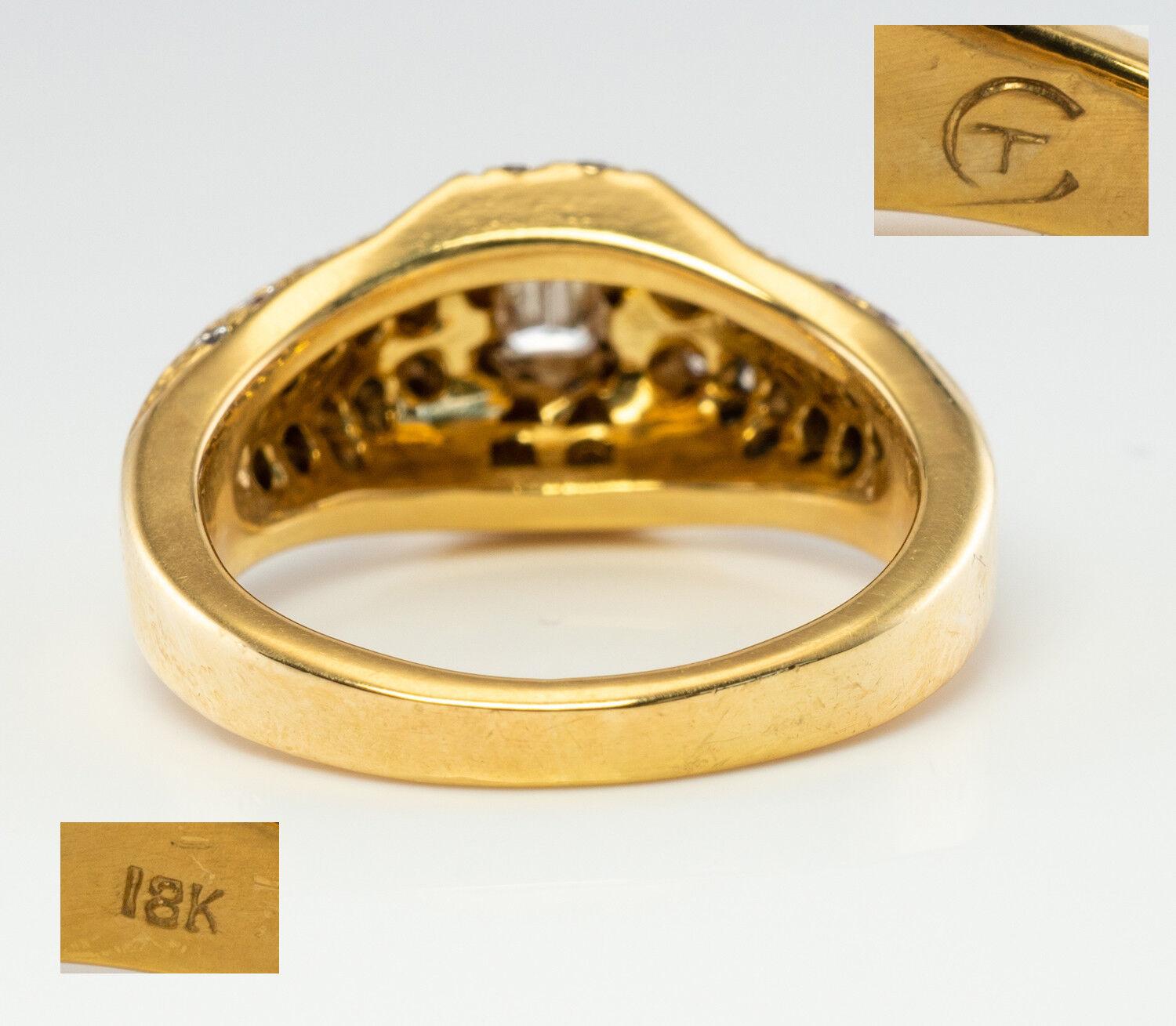 Natural Diamond Ring Engagement 18K Gold Band Geometric .77 TDW For Sale 4