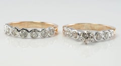 Natural Diamond Ring Estate Stacking Bridal Set 14K Gold Bands 1.45ct Engagement