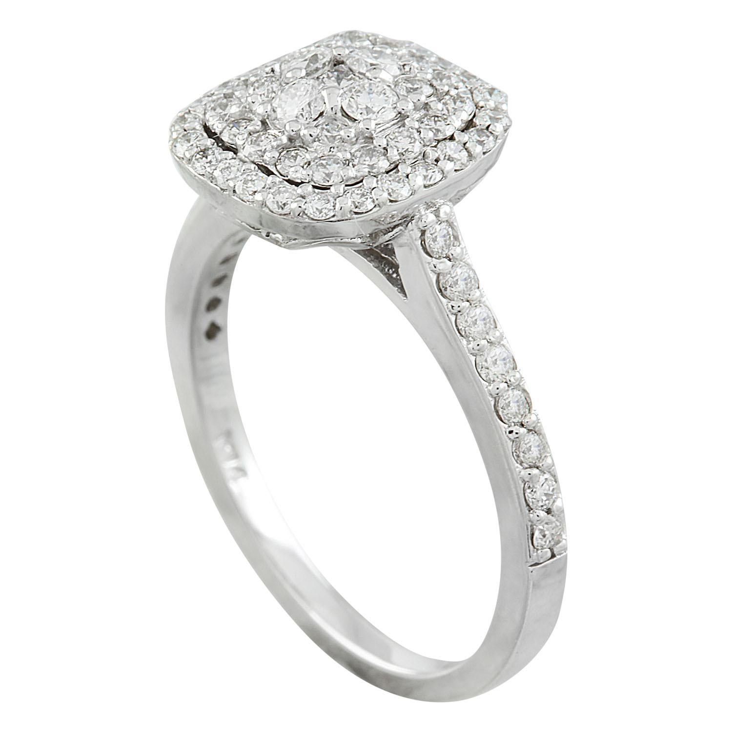 Natural Diamond Ring in 14 Karat Solid White Gold  In New Condition For Sale In Los Angeles, CA