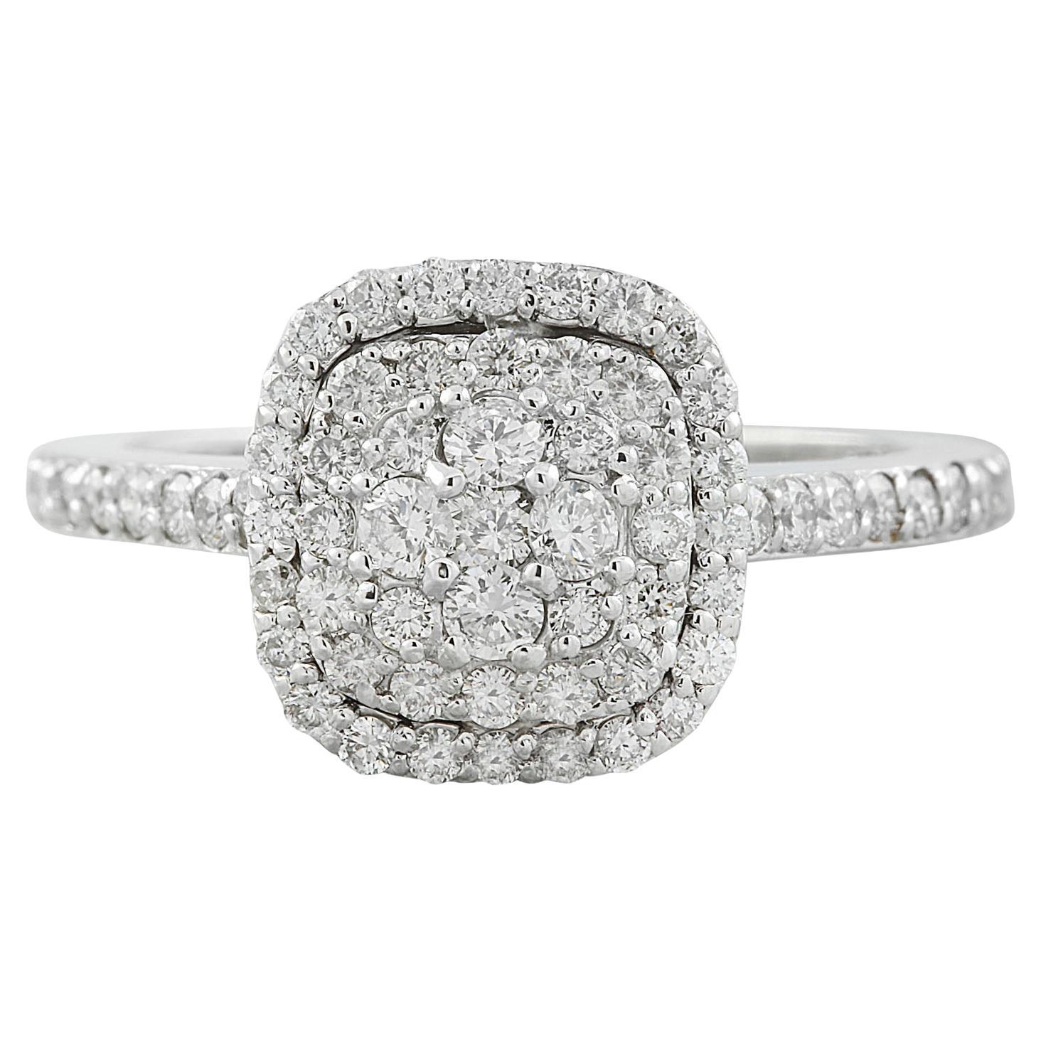 Natural Diamond Ring in 14 Karat Solid White Gold  For Sale