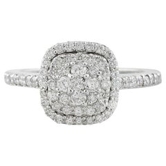 Natural Diamond Ring in 14 Karat Solid White Gold 