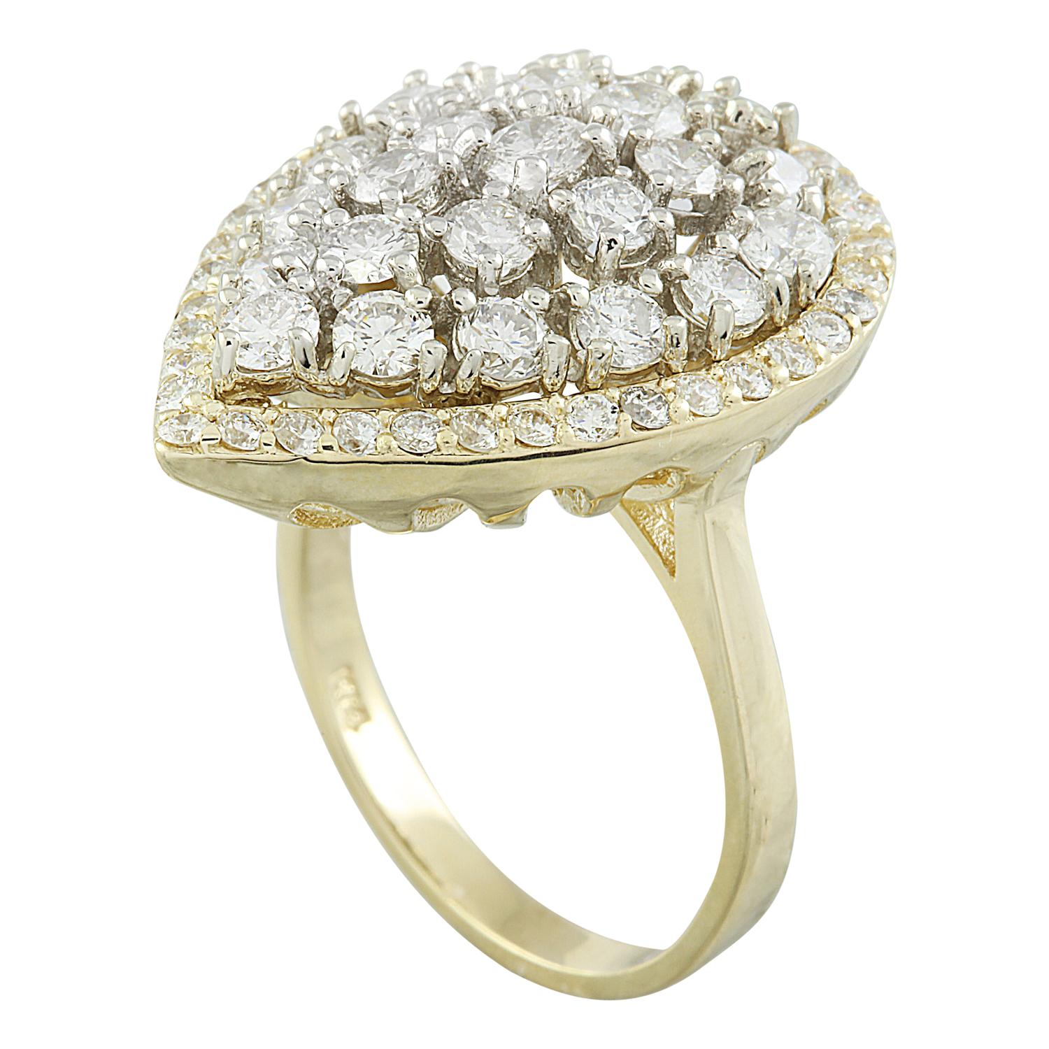 Round Cut Natural Diamond Ring in 14 Karat Solid Yellow Gold  For Sale