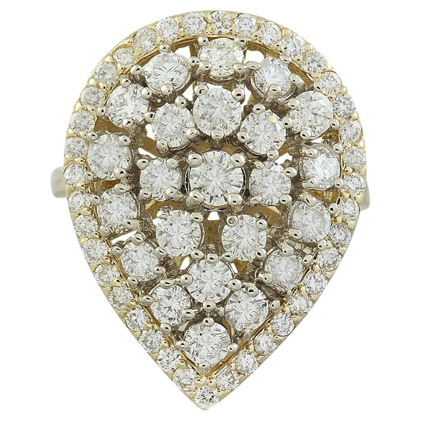 Natural Diamond Ring in 14 Karat Solid Yellow Gold  For Sale