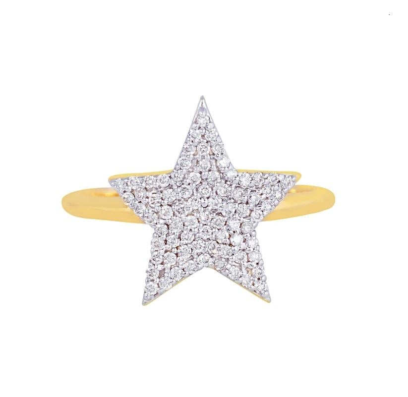 Uniquely handcrafted in 14k yellow gold and with natural diamonds. This ring is a sure shot statement piece with that extra glam and shimmer you need on your dull day! The phantasmal design promises versatility and timelessness.
