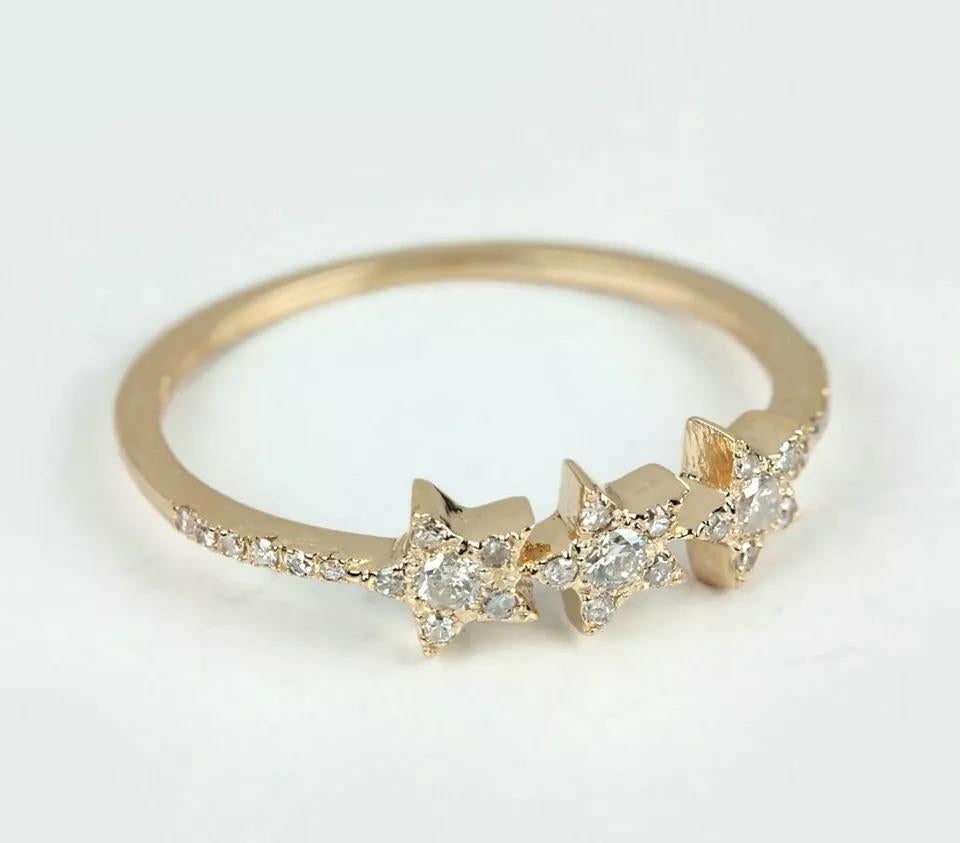 Natural Diamond Star Band 14k Gold Three Star Band Wedding Fine Jewelry For Her
Light weight can be worn everyday

Additional information:
Condition: New without tags: A brand-new, unused, and unworn item (including handmade items) that is not in