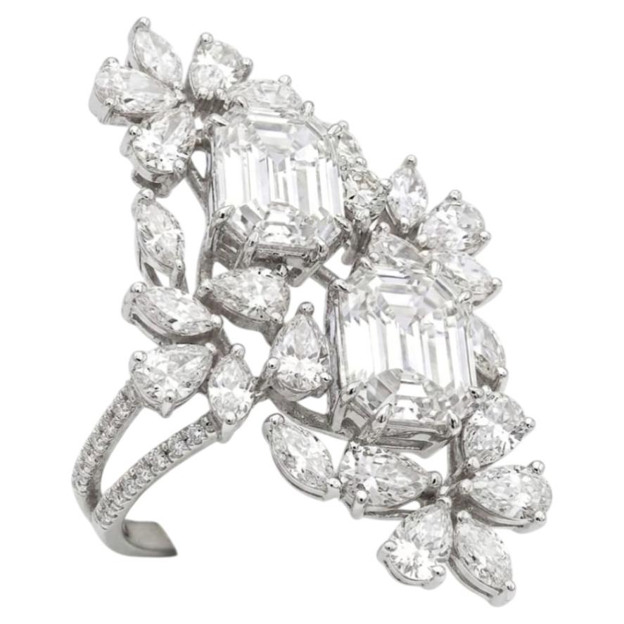 Natural Diamond Ring in 18K Gold, 2.73ct Asscher Cut