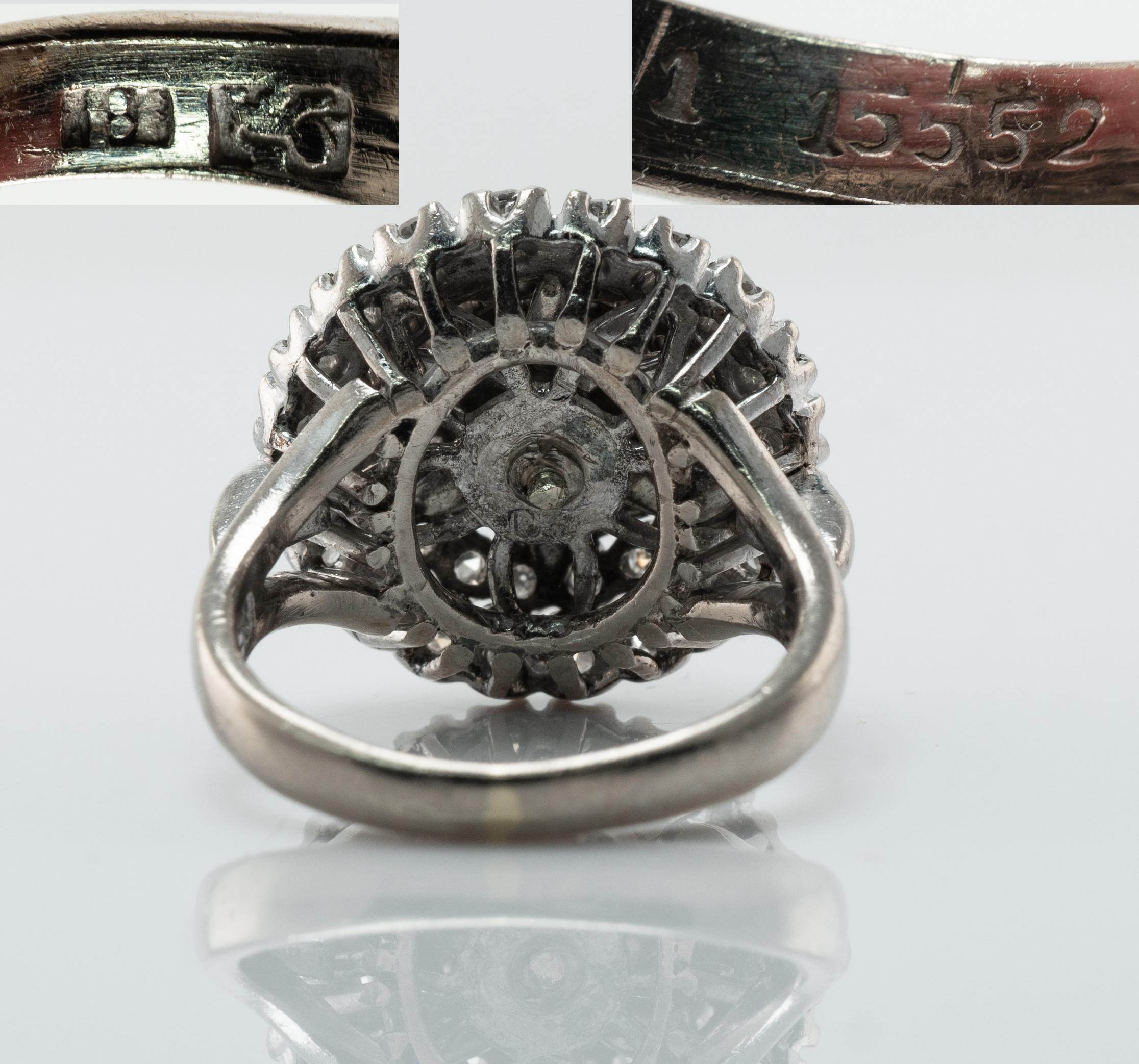 Natural Diamond Ring Motion Spinning 18K White Gold Vintage For Sale 1