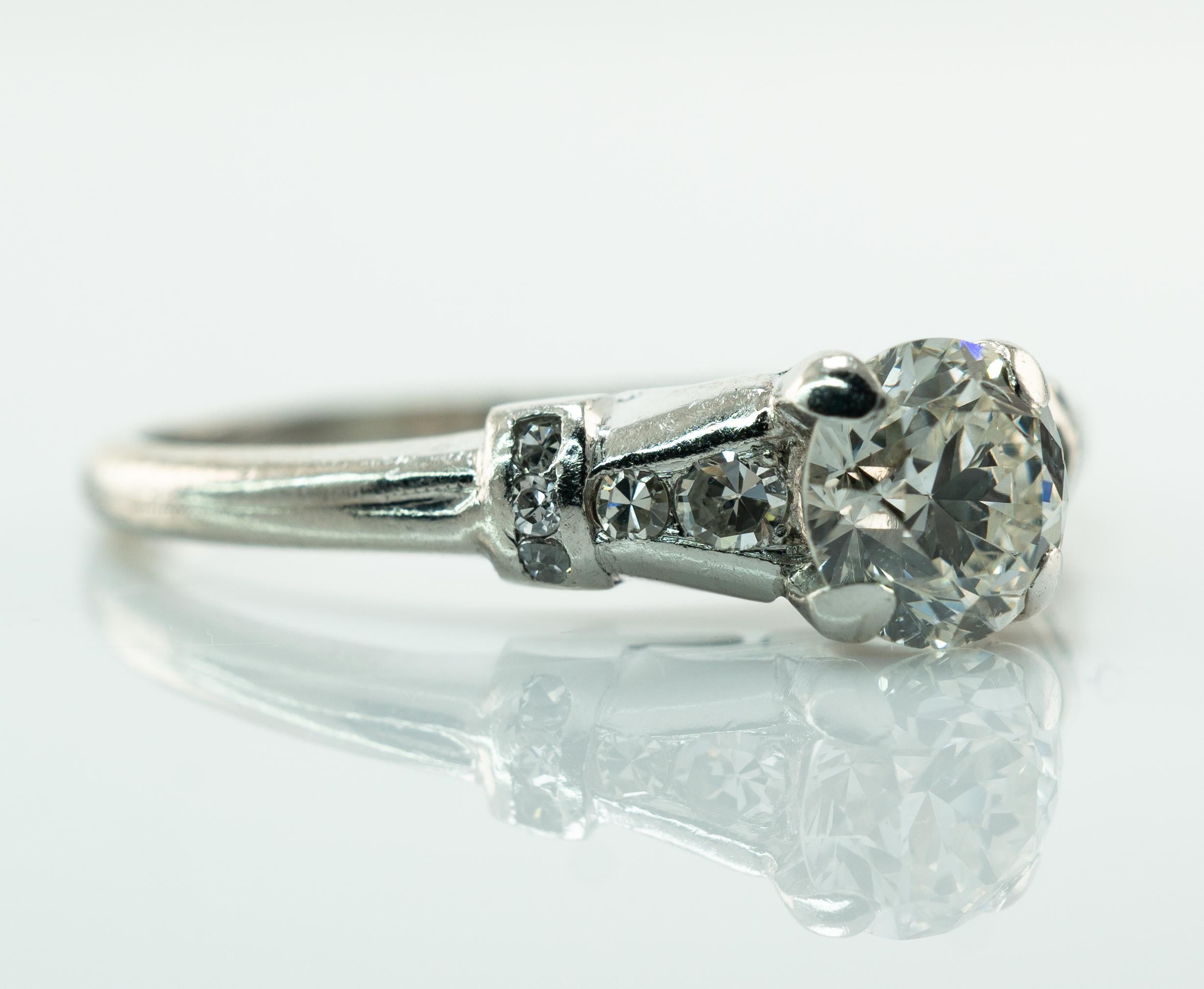 Natürlicher Diamantring Old European Platin Verlobungsring .62 cttw Vintage Hochzeit im Zustand „Gut“ im Angebot in East Brunswick, NJ