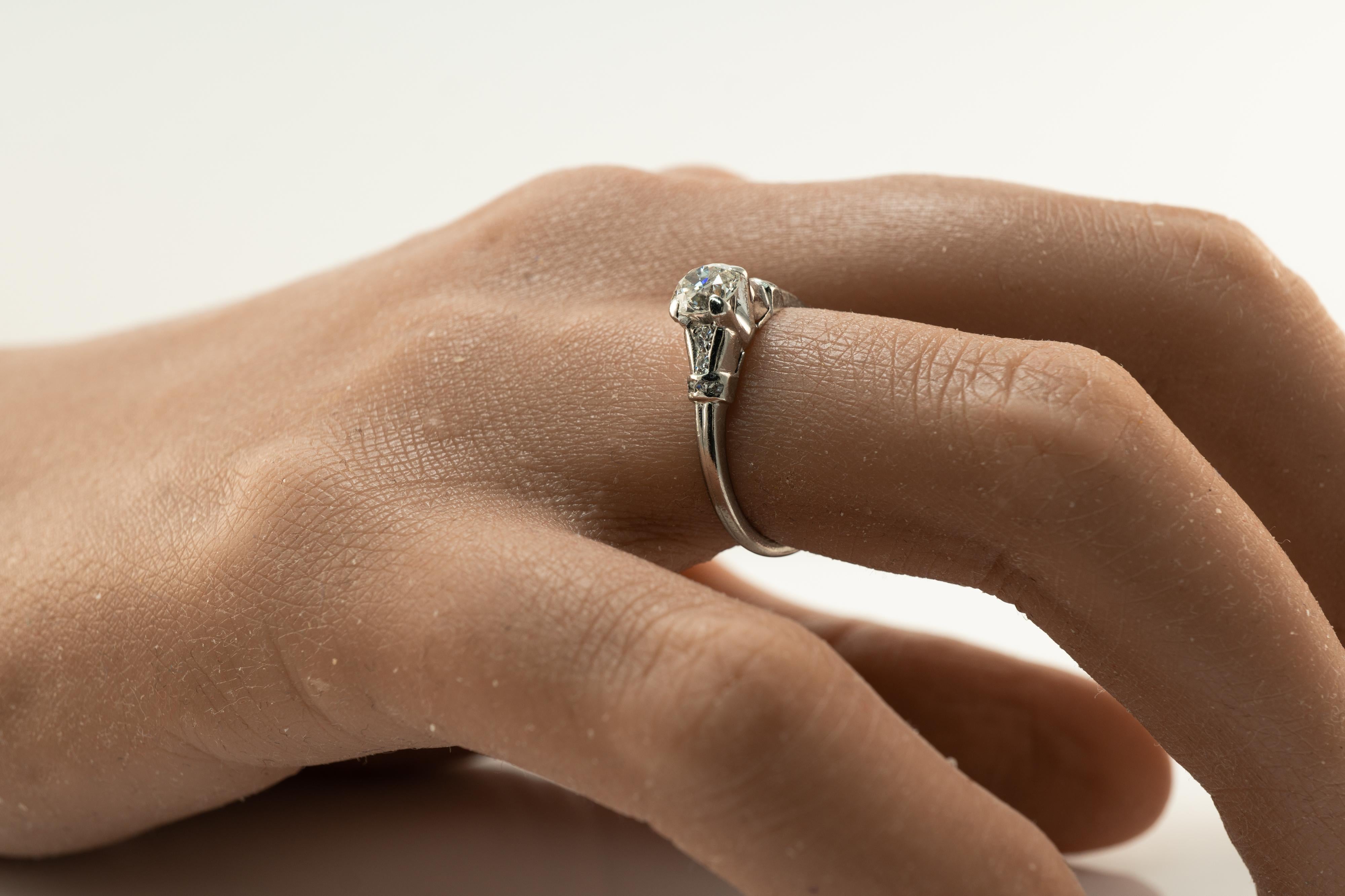 Natürlicher Diamantring Old European Platin Verlobungsring .62 cttw Vintage Hochzeit Damen im Angebot