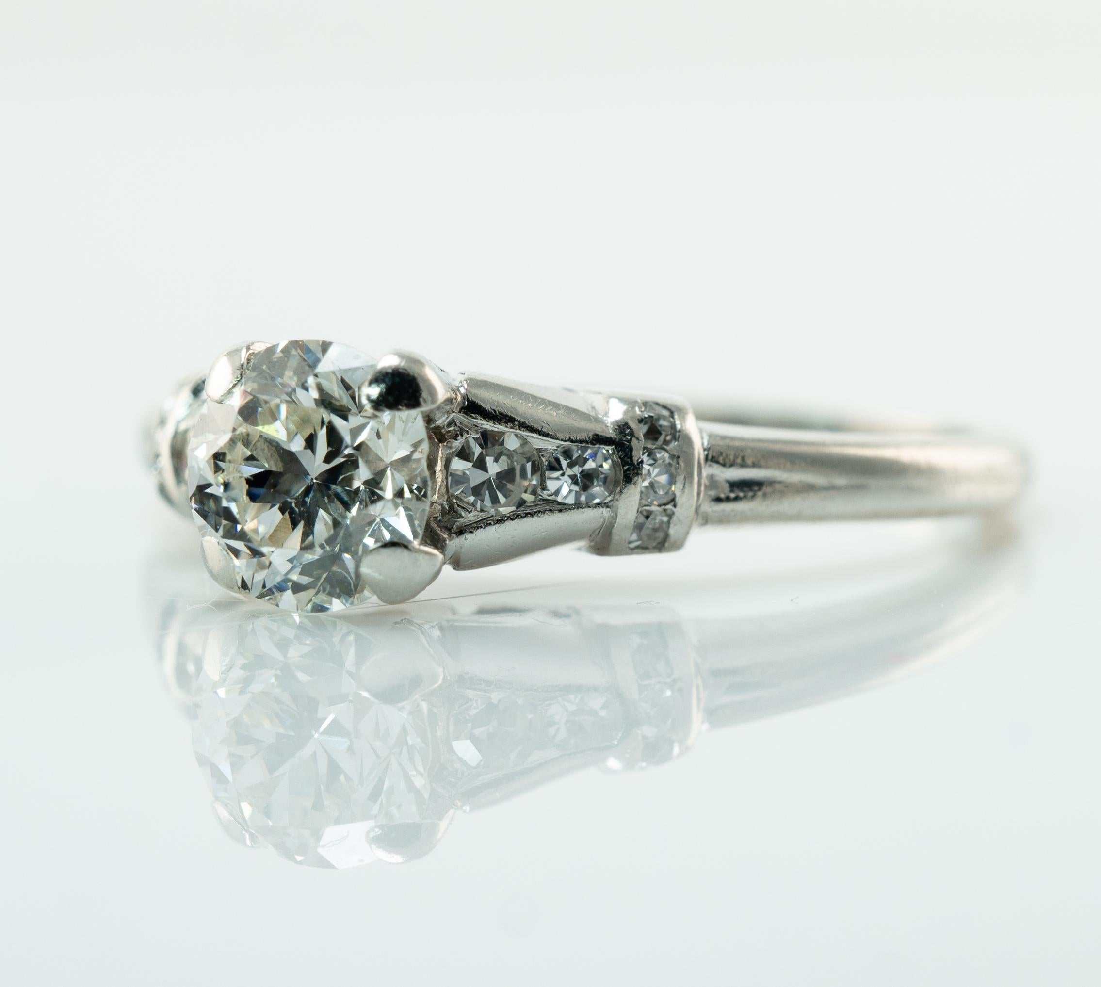 Natürlicher Diamantring Old European Platin Verlobungsring .62 cttw Vintage Hochzeit im Angebot 1