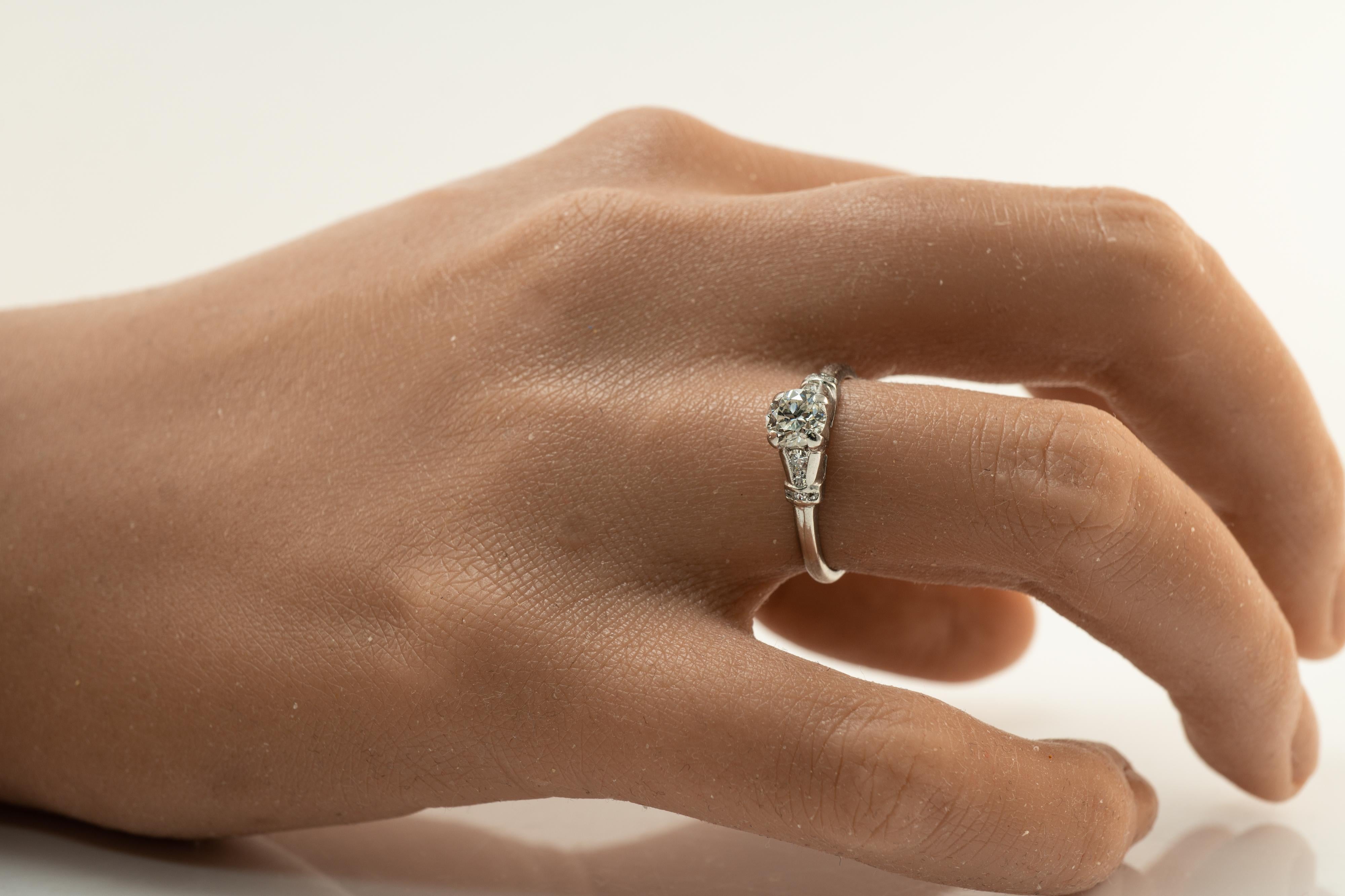Natürlicher Diamantring Old European Platin Verlobungsring .62 cttw Vintage Hochzeit im Angebot 4