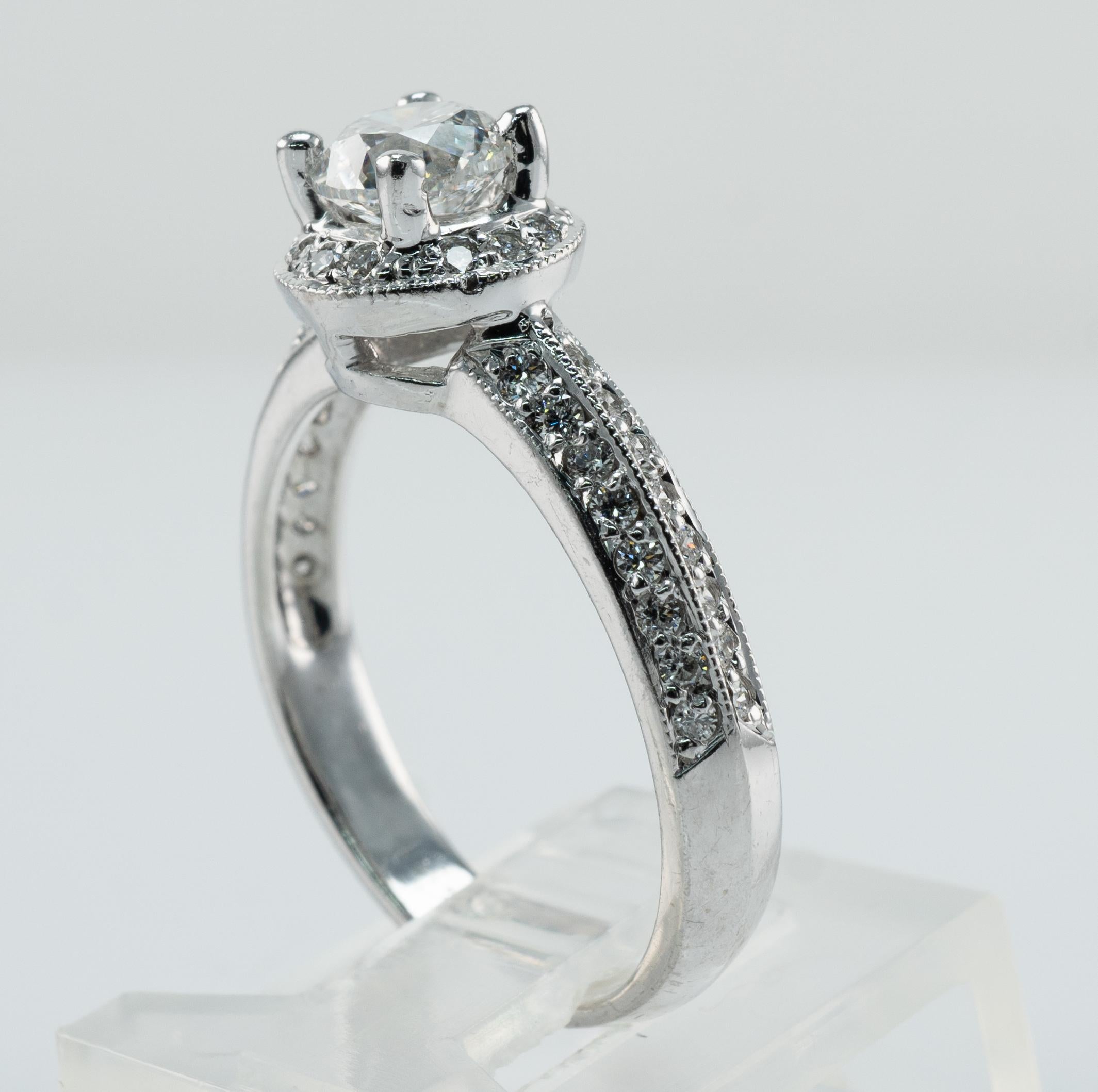 Natural Diamond Ring Platinum Engagement Band 1.10 TDW For Sale 6
