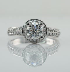 Anillo de compromiso de platino con diamante natural 1,10 TDW
